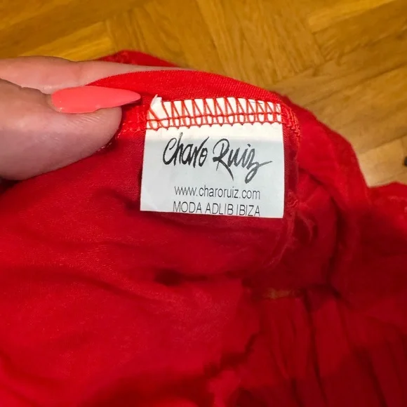 Charo Ruiz Red Lace Maxi Dress - Picture 7 of 16